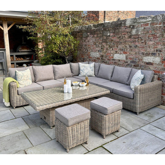 Eden Outdoor Large Corner Set With Riser Table + 2 Stools